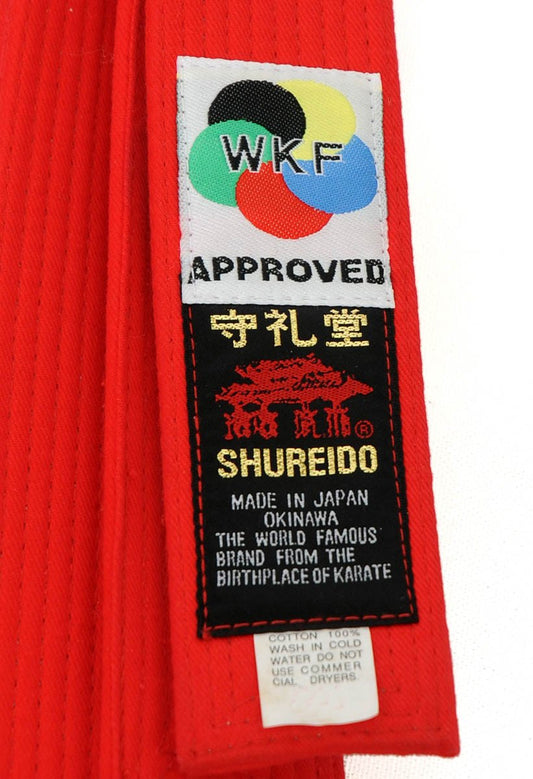 SHUREIDO WKF Approved Kumite Belt - RED or BLUE